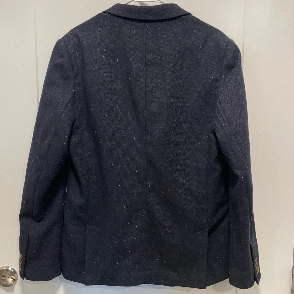 Hawkings McGill Men Navy Herringbone Flecked Wool Blend Blazer Sport Coat Size M